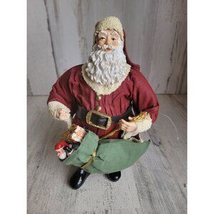 Santa claus Windsor fabric mache xmas vintage toy bag decor‎ figure